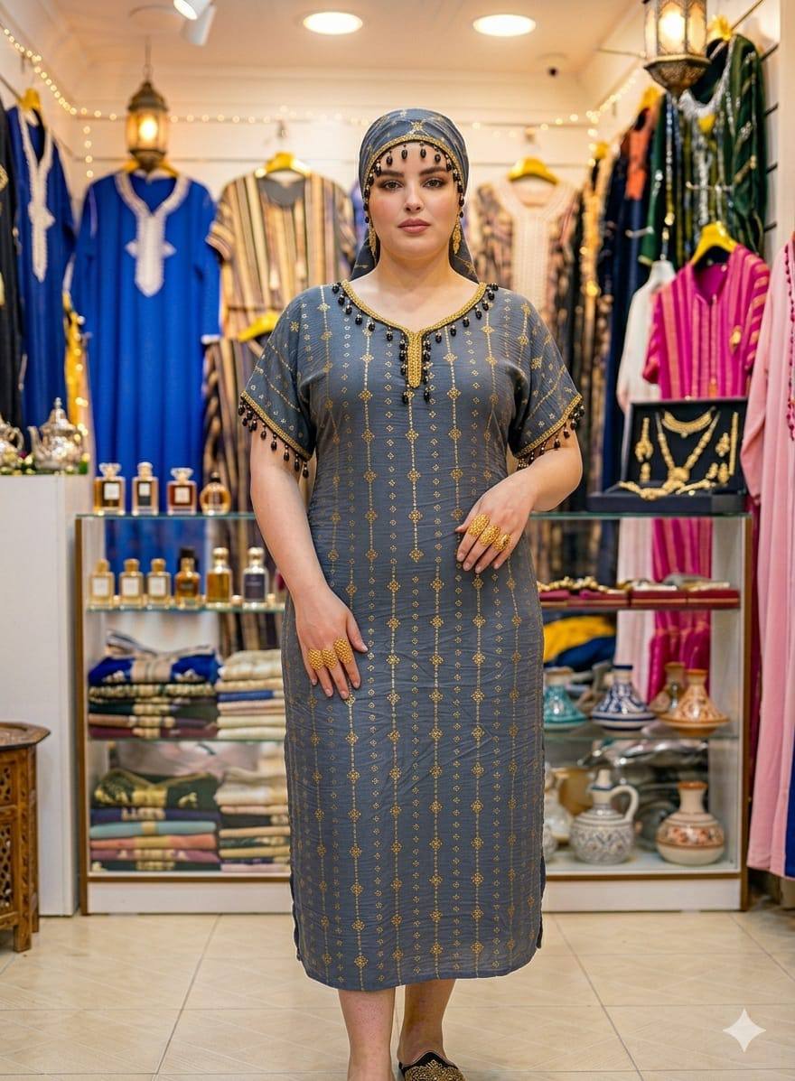جلابية مصرية أنيقة – متوفرة بعدة ألوان 🌸