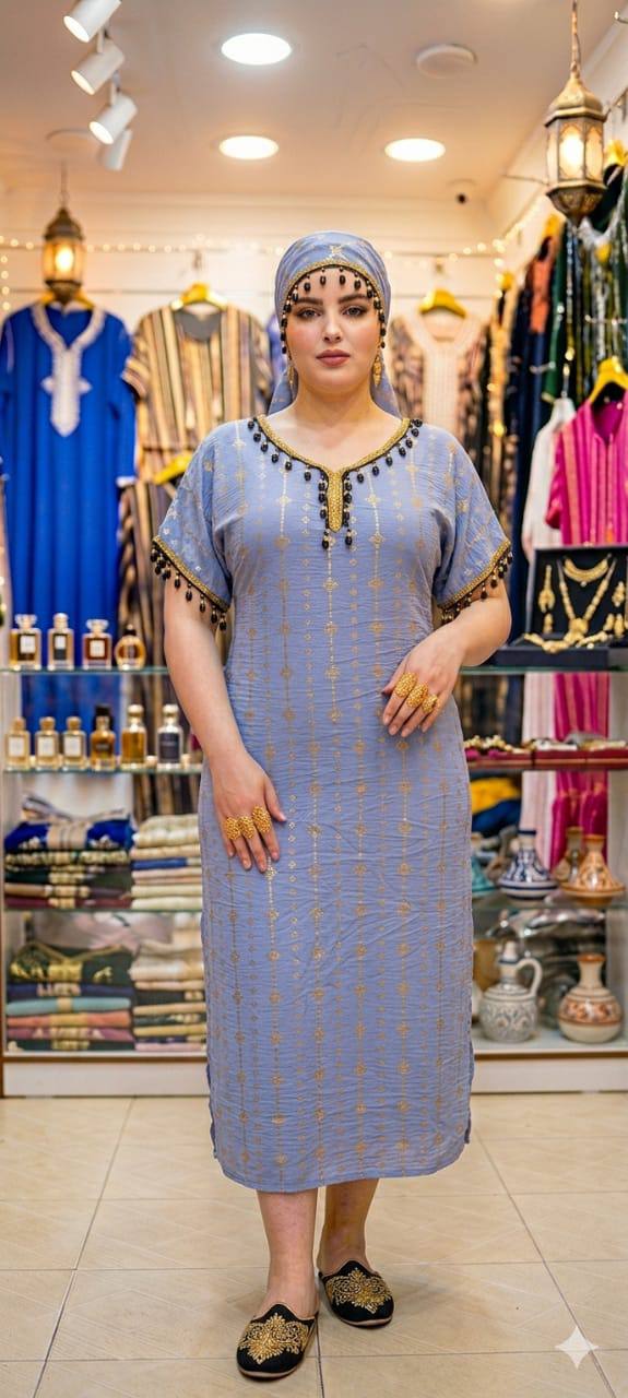 جلابية مصرية أنيقة – متوفرة بعدة ألوان 🌸
